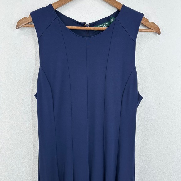 Lauren Ralph Lauren Navy Blue Sleeveless Fit & Flare Midi Dress Career Cocktail‎ - Picture 8 of 8